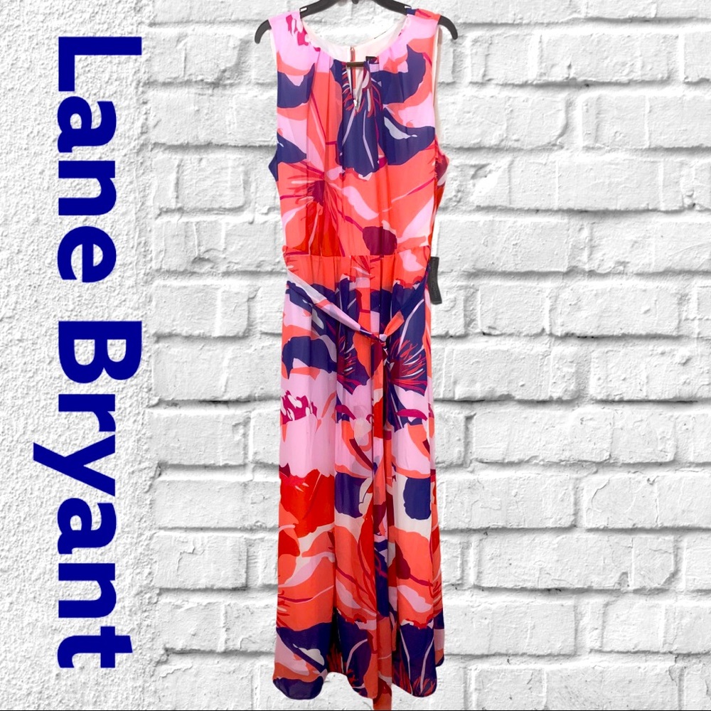 Lane Bryant Abstract Floral Print Maxi Dress NWT